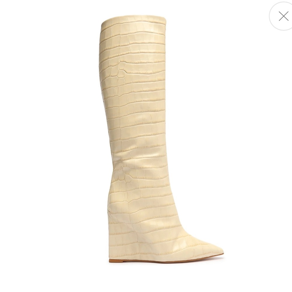 Schutz Asya Up Croc-Print Wedge Tall Boots brand New Size 8